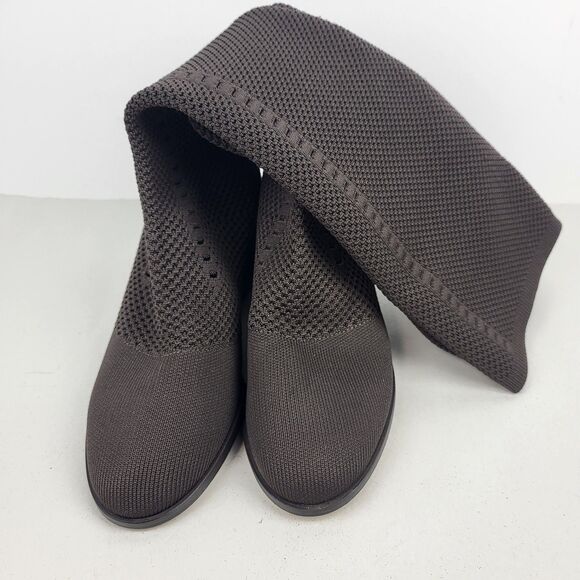 Eileen Fisher Alas Tall Boots Stretchy Knit Mesh Chocolate Brown Size 8.5 - Picture 3 of 8